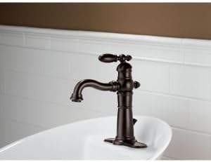 Miniatura 3 de Delta Faucet Grifo de baño victoriano de un solo agujero, grifo de baño de una sola manija cromado, grifo de lavabo de baño, montaje de drenaje de