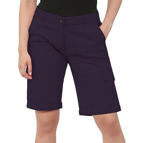 NOROZE Womens Shorts – Ladies Knee Length Chino Style – Women’s Cargo Summer with Pockets – Lightweight Long Stretch Bermuda for Women UK – Casual Fit – Sizes 8 to 20 Navy