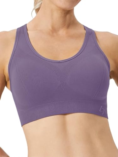 Image of FITTIN Supportive Sports Bras for Women: Padded Racerback for Yoga Workout | Full Coverage No Bounce Zero-Pressure Comfort Wide Strap Seamless for Pilates Gym - for C-DDD Cups Plus Size Large Bust Women