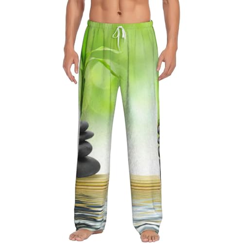 Pantalon de pyjama polaire homme anti-froid à poches et motif végétal