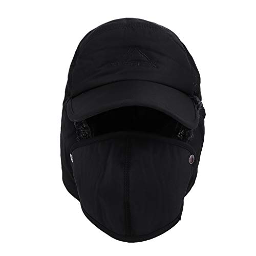 Rongxg Mens Winter Trooper Hat Warm Windproof Bomber Hat Thermal Ski Hat With Earlflap Fleece Lined Ear Neck Cover Hat Baseball Cap Black #TOP7