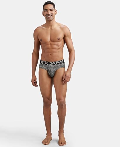 Image of Jockey IC29 Men's Tactel Microfiber Elastane Stretch Printed Brief with Moisture Move Properties String Base Prints XXL