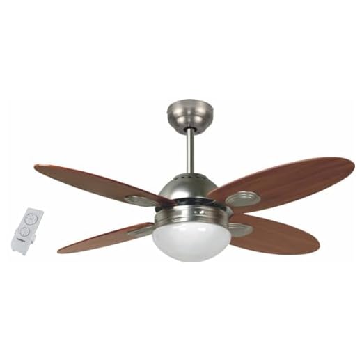 Bastilipo - Ventilador techo con mando a distancia, 60W, 105 cm de diámetro, Bermeo níquel