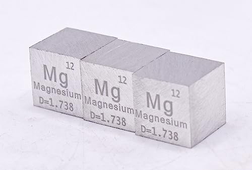 Image of 0.39 inch 10mm Magnesium Metal Cube Mg up to 99.9% Pure Periodic Table Element Engraved Density Collection Science Education Display Block Cube + Acrylic Case Box - 1PC