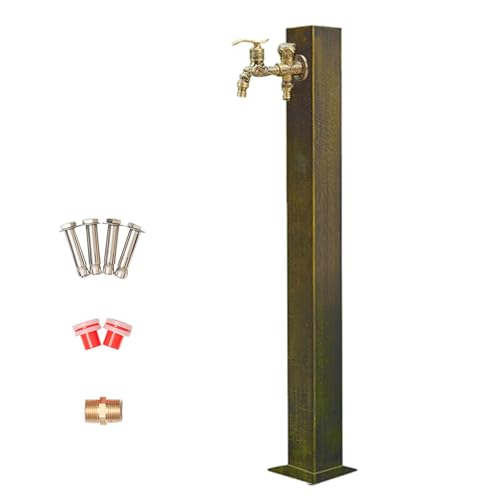 WNYAILLL Columna de Agua Vertical Independiente para Jardín, Fuente de Anticongelante Al Aire Libre, Hidrante con Grifo de Doble Salida, para Riego y Lavado(50 * 15cm/19.7 * 5.9in)