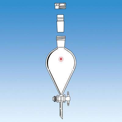 7231-57 Separatory Funnel with Locking Stopper, Squibb, 1: 5 PTFE Plug, 125 mL Capacity, 1 mL