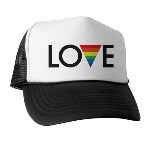 CafePress Love Gay Pride Snapback Trucker Hat Black/White