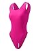 Annbon 80S 90S Retro Thong Hpink Cheeky One Piece Swimsuits for Women High Cut Sexy Cute One Piece Swimsuits Swimwear Bathing Suits Leotard Bodysuit for Women M