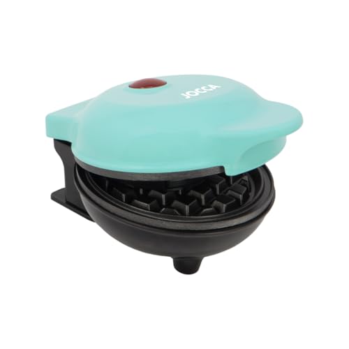 JOCCA - Gaufrier Rond Funny Cooking Turquoise | 500W | Plaques Antiadhésives | Gaufres Prêtes en 2 Minutes | Design Compact et Sécurisé