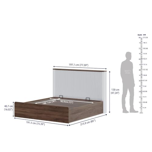 Image of Wakefit Bed | 3 Yr Warranty | King Size Bed, Comes with Hydraulic Storage, Noise Free, Density: 680-750 kg /m, Termite & Borer Resistant, Fits Mattresses Up to 8 Inches (Nix 78 x 72- Columbian Walnut)