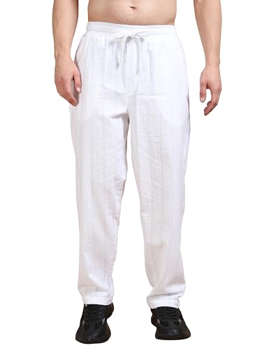 Image of StitchX Men's Airport Look Textured Seersucker Cotton Jogger Trousers S-4XL