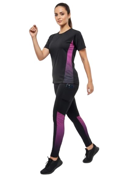 benzos Women Printed Tracksuit | Polyester Blend and fitted | Regular Fit Lounge Wear Set | Half sleeve Top and Elastic Waist Pants | Casual Daily Wear Outfit for Gym Travel Home Wear-picture-34