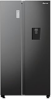 Fridgemaster MS91547BFE Freestanding American Side by side Door Fridge Freezer 547L, Black, Inverter compressor with Non-Plumbed Water Dispenser, Black, 98.5 × 186.5 × 76.5 cm (W×H×D) Energy Rating E