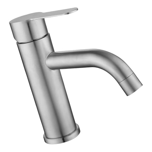 実用的な浴室のシンクタップシングルミキサー温水と冷水用頑丈なステンレス鋼カートリッジ節水洗面器ミキサー