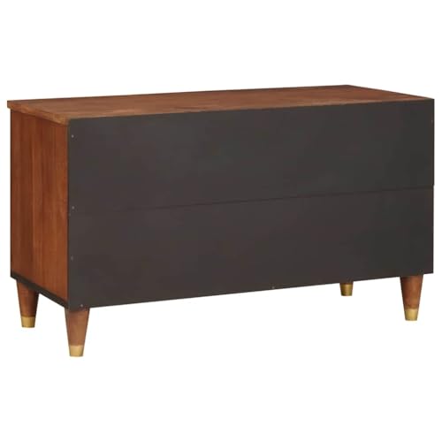 Support multimédia compact rectagnulaire en bois marron de 80cm - 6