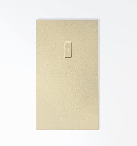 Plato de ducha de resina EVOLUTION color ARENA Extraplano, incluye válvula y tapa imantada, todas las medidas disponibles. 5 Años de garantía. Textura pizarra antideslizante C-3.Capa de GEL COAT