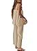Panadila 2 Piece Linen Set Summer Travel Beach Vacation Outfit Sexy Spaghetti Strap Tank Top and Pants with Pockets(Khaki,M)