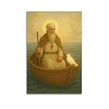 DSJXJZ Religiöse christliche Figur Bootfahren mit weißer Taube, dekoratives Gemälde, Leinwand, Wandposter und moderne Familienschlafzimmer-Dekoration, 20 x 30 cm
