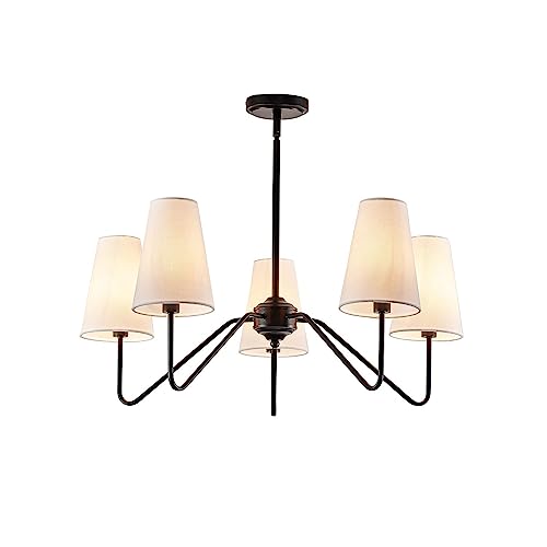 WENZIFI 5-Lights Industrial Semi Flush Mount Ceiling Lights Wrought Iron