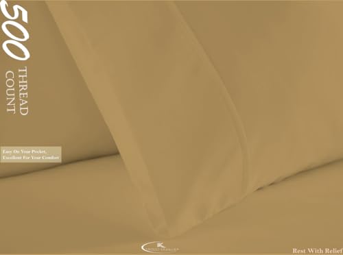 Image of Single Size Fitted Sheet- Egyptian Cotton 500 Thread Count Hotel Luxury 1 Piece Single Fitted Bedsheet- Fit Mattress Up to 12 inch- Extra Soft, Wrinkle Free, Breathable Sheet- Taupe
