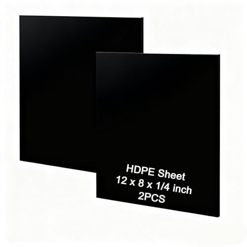 Image of HDPE Sheet 1 /4-2PCS 12 inch x 8 inch High Density Polyethylene Sheets with Protective Film 1 /4 Thick HDPE Plastic Sheet Board Solid Plastic Block for Flat Panel DIY Projects Machining Home (Black)