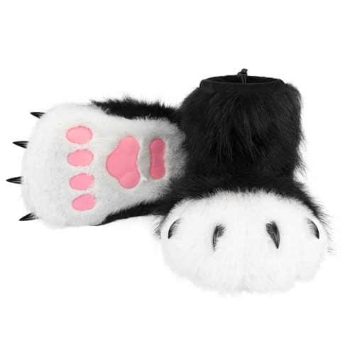 Animal Fuzzy Slippers Bear Cat Wolf Dog Fox Fursuit Feet Paw Claw Shoes Furry Boots Costume Accessories for Adult Kids