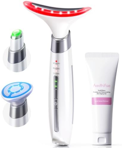 Red Light Therapy for Face and Neck, 4-in-1 Face Massager Tool wi...