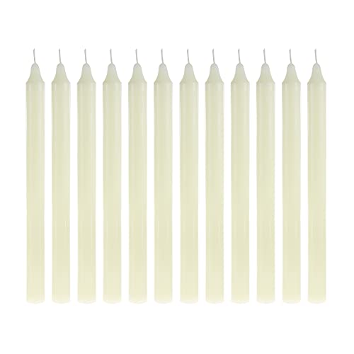 Mega Candles 12 pcs Unscented Straight Ivory Taper Candles, Hand Poured Wax Candle 10 Inch x 7/8 Inch, Home Décor, Wedding Receptions, Centerpieces, Birthdays, Celebrations, Romantic Events, Holders