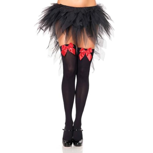 Image of Honganda Sexy Women's Thigh High Stockings, Over Knee Lace Top Sheer Stockings with Satin Bows Leg Thigh Socks for Women