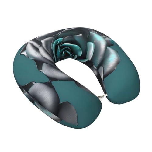 Almohada de viaje ergonómica de fibra de poliéster negra miniatura 2