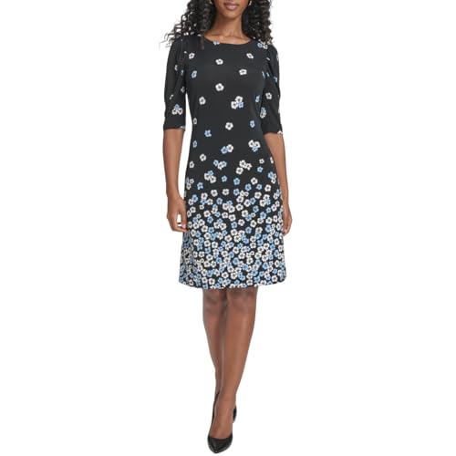 Image of Tommy Hilfiger Women's 1 /2 Sleeve Boat Neck Cotton Shift Mini Dress