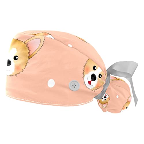 Chapeaux bouffants JDEZ imprimé corgi et calots de travail réglables mixtes