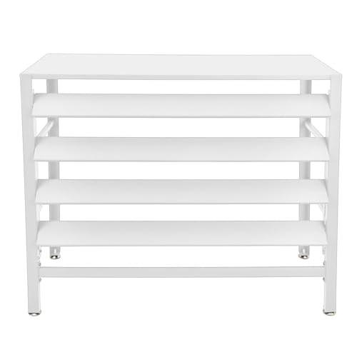 【エアコン室外機カバー】ステンレス製 サビに強い&可動ルーバーで風向・日差し調整 選べる3サイズ 耐荷重30kg 雨風/雪/日光対策 省エネ効果!簡単組立 高さ調節可能 3面ガード 室外機保護カバー (ブラウン/シルバー/ブラック/ホワイト) (ホワイト,