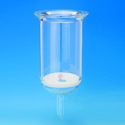 6300-10 Series Reaction Flask with O-Ring Groove, Fritted Disc, 4" Flange Top, 5/8" OD Bottom Tube, 145 mm OD Por C Disc, 1L