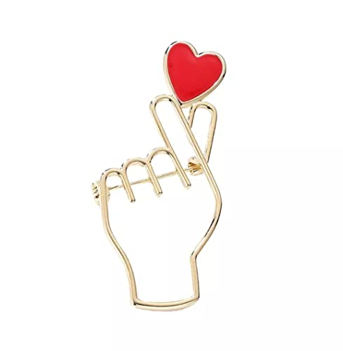 Image of Brooches Heart Finger for K-Pop Pins Love Heart Hand Pins Korean Symbol Love 2 pcs Pin for Clothing Decoration Army Gift merch