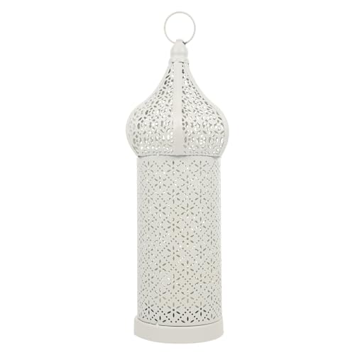 Cabilock Lámpara LED de Mesa Hueca de Hierro Blanca Mediana Luz Ambiental Decorativa para Escritorio y Sala Lámpara Creativa de Arte en Hierro para Hogar y Oficina