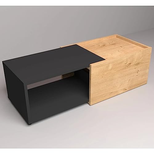 Table basse extensible FMD Möbel Sleeve chêne vieilli et noir - 6