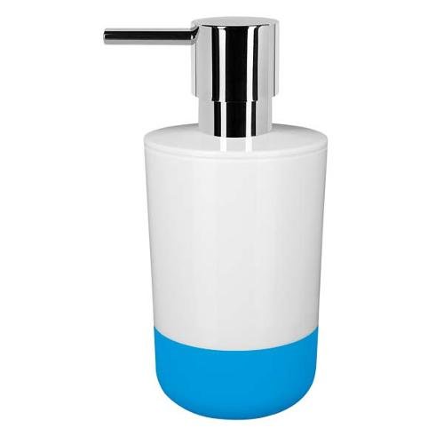 Preisvergleich Produktbild Spirella Seifenspender Moji Flüssigseifen-Spender mit Silikon gegen verrutschen, Fassungsvermögen 300 ml - 7,5 x 7,5 x 16,5 cm - Weiß / Blau