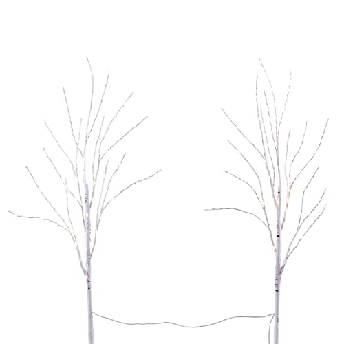 Nearly Natural 2.5ft. Pre-Lit Artificial White Birch Branches with Warm White 100 Micro LED Lights (Set of 2)