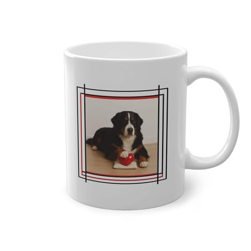 YOMYLE Tazza divertente cane Bovaro Bernese con cuore rosso – regalo uomo donna