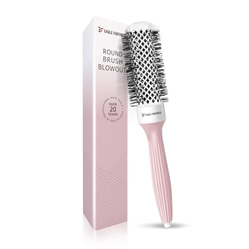 Cepillo de pelo redondo profesional para mujer, secado con cerámica + iónico, cepillo redondo para soplar con innovadora combinación de cerdas cepillo redondo para flequillo, soplado y peinado (3,5