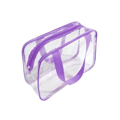 Bolsa Necessaire Transparente PVC Organizadora para Trabalho, Faculdade, Estágio, Hospital, Maquiagem e Higiene Pessoal(Lilás)