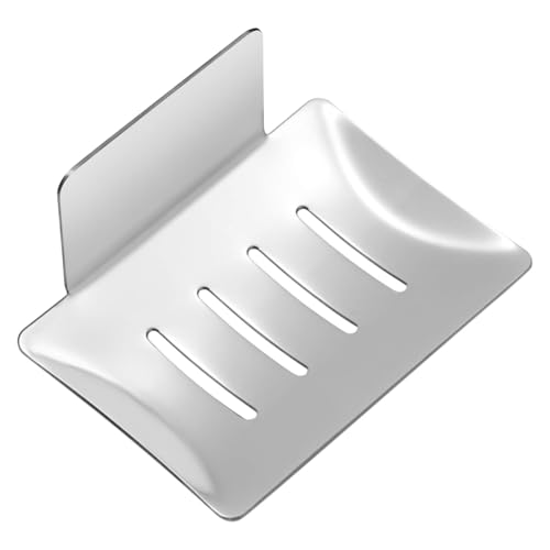 ZITFRI Porte Savon Auto-Adhésif INOX - Support Mural Sans Perçage pour Salle de Bain - Pour Éponges, Brosses et Savon (Argenté)