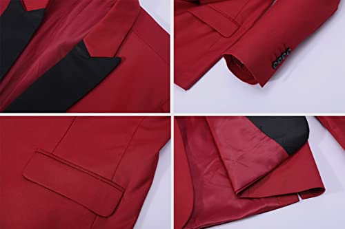 Thwei Mens Tuxedo Jacket One Button Blazer Dress Suit For Wedding Dinner Party Red L #TOP4