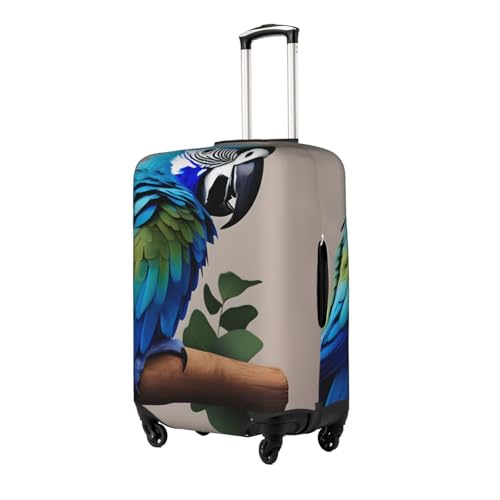 Blue Parrot Hugging 1 Tsa Approved Luggage Cover For 18-32 Inch Suitcases Scratch-Resistant Stretch Luggage Cover2