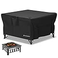 Velway Square Gas Fire Pit Cover - Outdoor Heavy Duty Patio Fire Pit Cover Fits for 32-38 Inch Waterproof Windproof Full Coverage Dustproof Anti UV&Tear Resistant, 38"x38"x20", Black