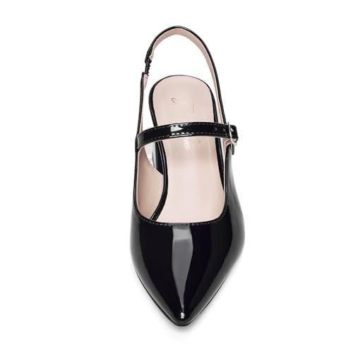 GENSHUO Women’s Slingback Chunky Heels 2.36 Inch Closed Pointed Toe Mary Jane Pumps Low Block Heels for Women Classic Comfort Party Daily Office Shoes4