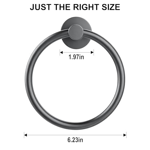 Image of SetSail Towel Holder for Bathroom Wall Mounted Screw-in Towel Ring Stainless Steel Hand Towel Holder Heavy Duty Towel Hanger for Bathrooms, Grey