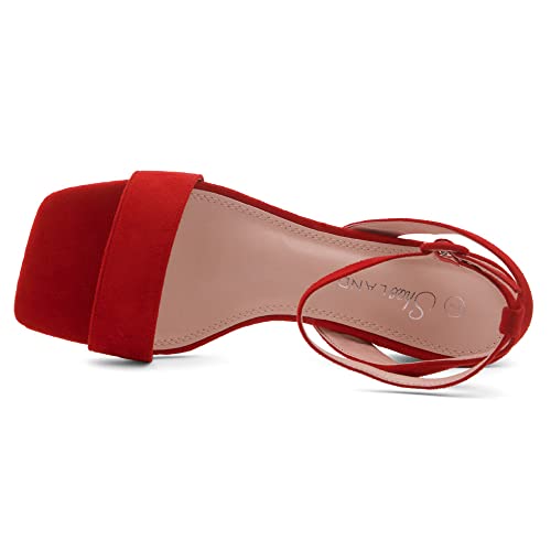 Image of Shoe Land Low Heels for Women 1 Inch Chunky Block Heeled Sandals Square Open Toe Strappy Ankle Strap Dressy Sandals for Wedding Prom Party Office
