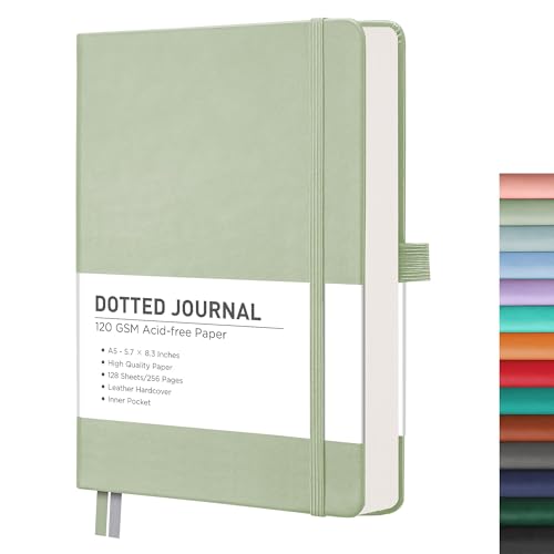 Carnet de notes A5 à points pour bullet journal d'organisation quotidienne vert clair